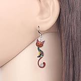 WEVENI Enamel Alloy Hypoallergenic Cat Earrings Dangle for Women Aesthetic Cats Jewelry Gifts (Enamel Cat Multi C)