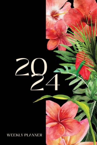 Carnet de planification 2024 motif botanique couverture rouge premium - 2