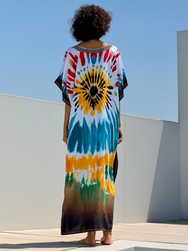 Image of NFVNKJ Women's Plus Size Beach Lounge Kaftan Maxi Dress Swimsuit Coverup for Women