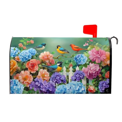 Image of Spring Watercolor Flowers Mailbox Covers Magnetic Spring Summer Welcome Outdoor Mailbox Cover Standard Size 21 inch X 25.5 inch Floral Holiday Mailbox Wrap Post Letter Box Cover Decor for Home Garden Yard