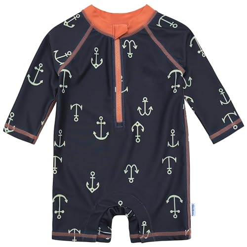 Image of Gerber Baby Boys' Toddler Long Sleeve One Piece Sun Protection Rashguard Swimsuit