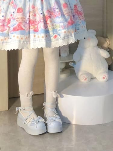 Women's Bow Mary Jane Shoes Thick Platform Sole Cross Ankle Strap Cute Lolita Style Shoes for Cosplay Kawaii Fashion2