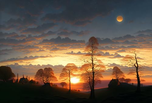 Toile murale silhouette plantes 50x70 peinture moderne New Sunset Benefuvented