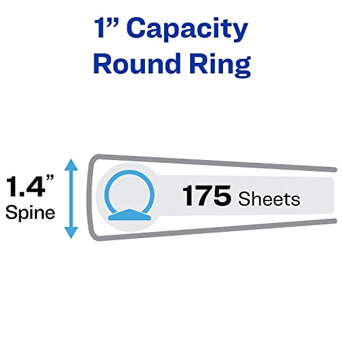 Avery Flexible View 3 Ring Binder, Clear Front Customizable Cover With Solid Back, 1 Inch Round Rings, 1 Clear/Gray Binder (17676) #TOP3