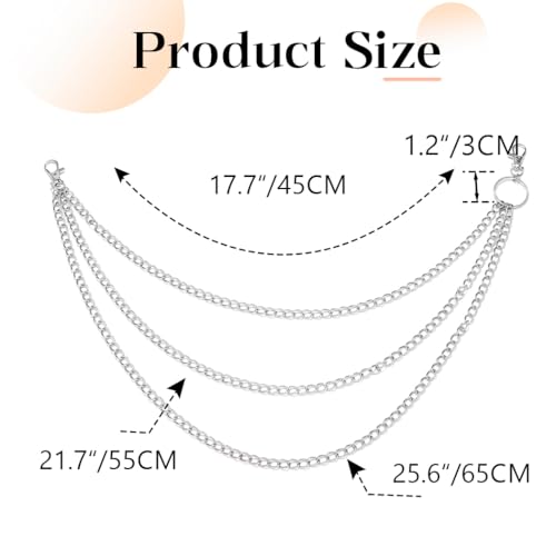 Punk Layered Pants Chain Belt Silver Y2k Layered Wallet Jean Chains for Women and Men2