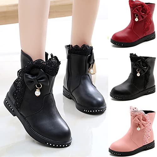 QINGCOMFACAI Kid's Girl's Waterproof Ankle Boots Slip Resistant Outdoor Side Zipper Fur Lined Winter Snow Boots(Toddler/Little Kid)4