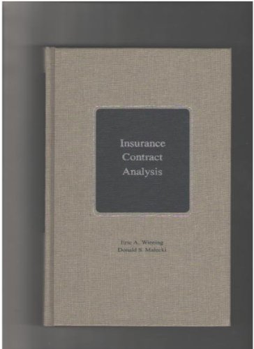 Insurance Contract Analysis B00AD18E40 Book Cover