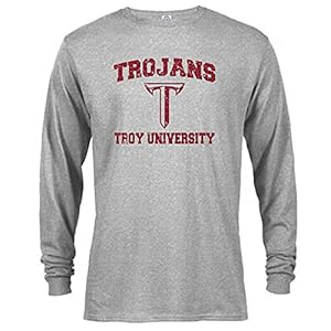 Troy University Trojans Retro Distressed Long Sleeve T-Shirt Athletic Heather XL
