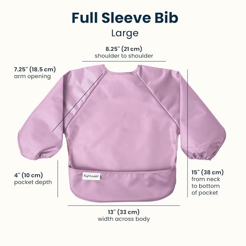 Image of Tiny Twinkle Long Sleeve Bib for Babies & Toddlers | 2-Pack Waterproof Smock Bib for Eating | Machine Washable & Mess-Proof Feeding Essentials | Newborn Shower Gift (Taupe Lilac,2-4Y)
