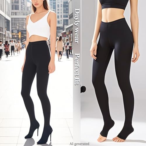 Image of Medical Grade Compression Pantyhose 20-30 Mmhg Support Leggings,TED Hose Graduated Compression Tights High Waist Open Toe Stockings For Women Men