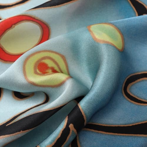 JWSilk Long Charmeuse Silk Scarf Classic Art Print3