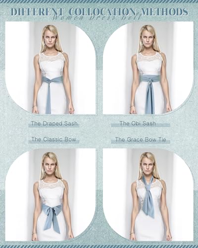 Image of Glitopper Women Chiffon Sash Belt Dress Sash Waist Bridal Wedding Belt 50s Accessories 3'' Wide
