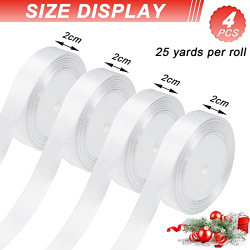 KEYIDO White Ribbon 20mm Wide, 50 Yards White Satin Ribbon for Gift Wrapping Hair Bow, Florist, Crafts, Car, Wedding - Image 2