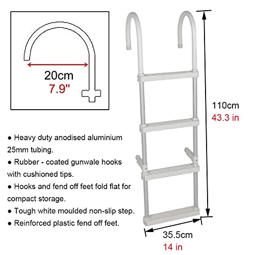 Échelle de bateau aluminium qui évite les chutes avec ses marches en polyéthylène robustes - 3