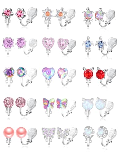 15 pares de aretes sin perforación para mujer variados