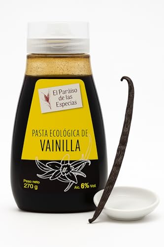 Pasta de Vainilla El Paraíso de las Especias 270g + Regalo 1 Vaina Bourbon – Extracto Natural con Semillas, Sin Aditivos, Ideal para Repostería Gourmet, Helados y Postres