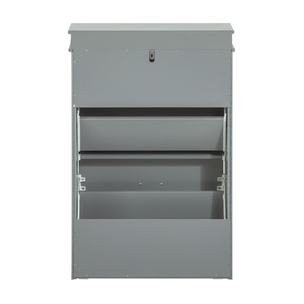 SoBuy Schoenenkast met 2 Kleppen, Schoenenrek, Schoenenkipper, Schuhkipper met 4 Planken Wit, 54x83x24cm, FSR78-W