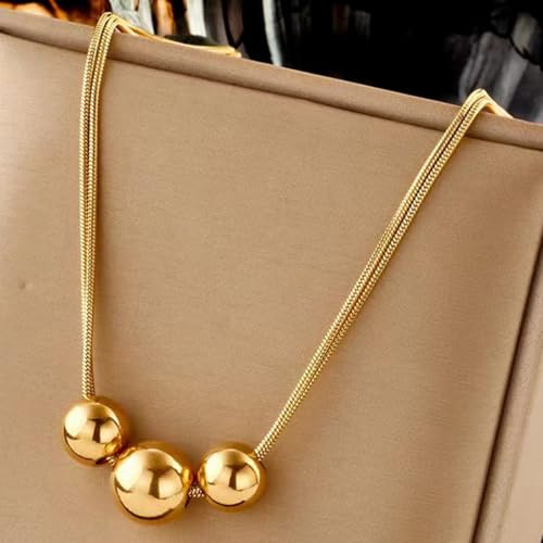 Jude Jewelers Stainless Steel Triple Beads Charm Double Chain Statement Wedding Party Necklace3