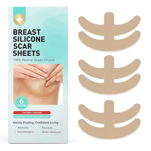 Silicone Scar Sheets for Breast – 6 Anchor Shape Patches | Medical Grade Silicone, Hypoallergenic & Reusable for Breast Lift, Reduction, Augmentation or Mastectomy Surgery Scar Removal