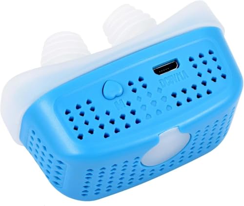 snoreluxx Elektrisches CPAP Schnarch Gerät Tragbar & USB aufladbar (Blau)