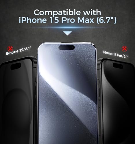 Image of MAGIC JOHN 3rd Gen Upgraded for iPhone 15 Pro Max Screen Protector 6.7 Inch,HD Clear,Shatterproof Tempered Film,Bubble Free,Easy Installation,2 Pack
