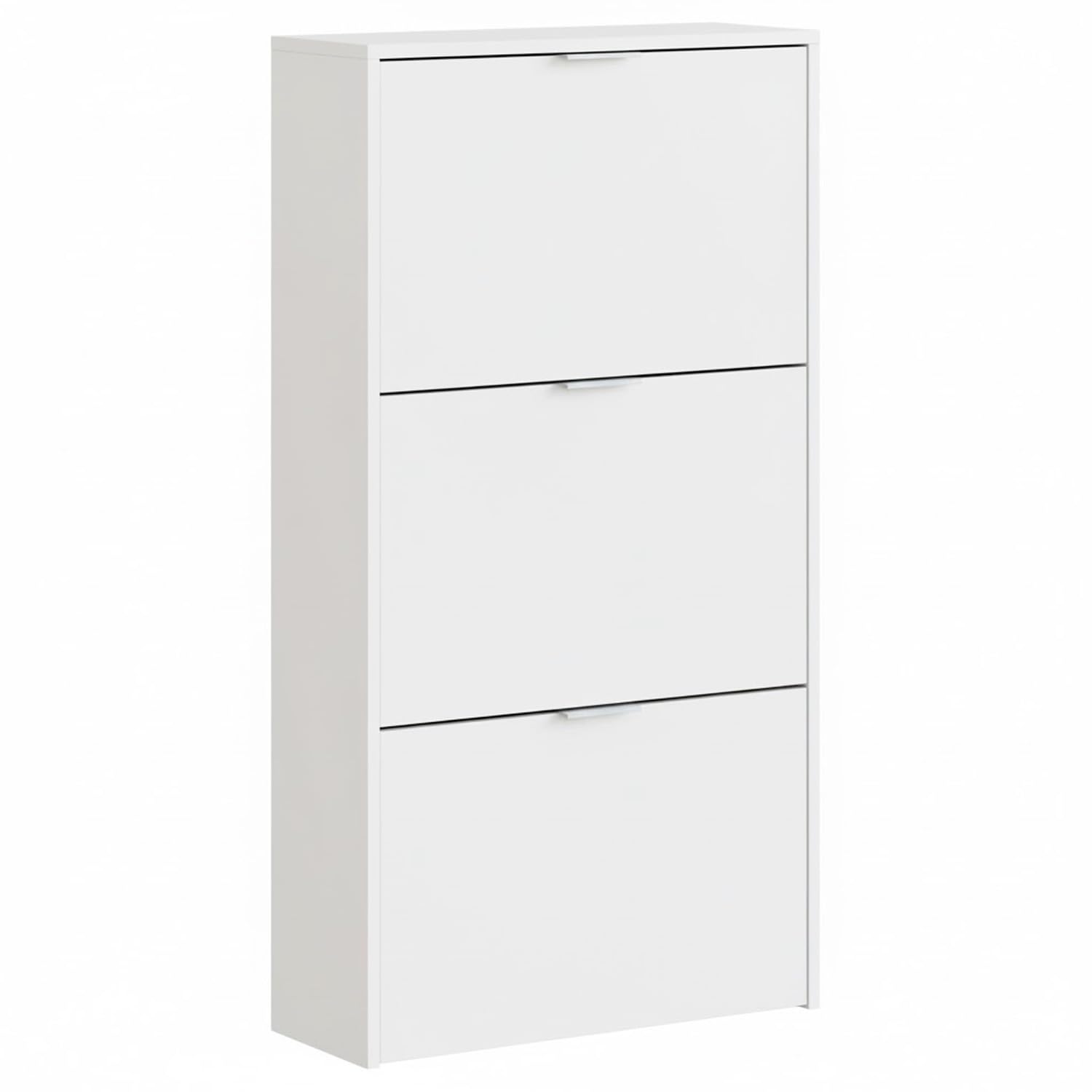 Bricozone Scarpiera A Ribalta Salvaspazio Con 3 Ante Mobile Portascarpe In Melaminico Finitura Bianca Antigraffio Fino A 20 Paia 113x60x22 Cm (Bianco)