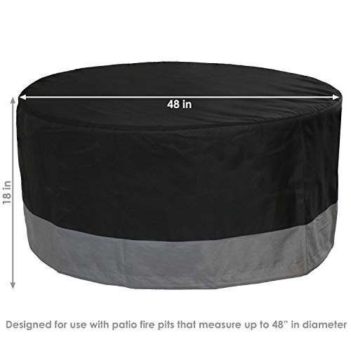 Sunnydaze Round 2-Tone Outdoor Fire Pit Cover - Gray/Black - Heavy Duty 300D Polyester Exterior Circular Winter Cover For Fire Pit - Waterproof And Uv-Resistant - 48-Inch X 18-Inch #TOP2