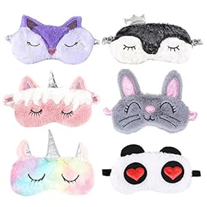 6 Packs Oogmasker voor Slapen Annimal Oogmasker Pluche Cartoon voor Volwassen Kind