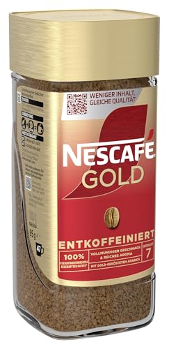 NESCAFÉ GOLD Entkoffeiniert, löslicher Bohnenkaffee, Instant-Kaffee aus erlesenen Kaffeebohnen, vollmundig & aromatisch, koffeinfrei, 1er Pack (1 x 95g)