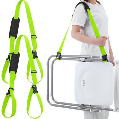 Sanwuta 2 Pcs Adjustable Beach Chair Carry Strap Camping Chair Straps for Shoulder Folding Beaches Backpacking Foldable Bikes (Fluorescent Green)