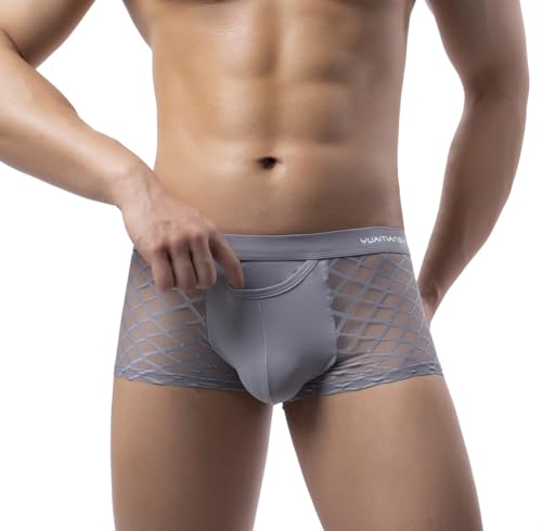 Men's Ice Silk Mesh Boxer Briefs Sexy Slim Fitting elasticity Underwear YY1354