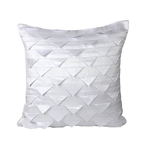 Set Of 2 Euro Sham White, Origami Style, Textured (Solid White, 26X26 Inches) #TOP1