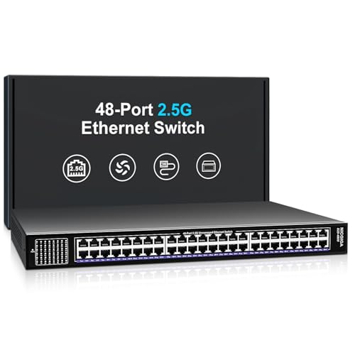 Image of 48 Port 2.5Gb Ethernet Switch Unmanaged, NICGIGA 48 Port 2.5G Base-T Network Switch, Plug & Play, 19-Inch Rackmount /Desktop Multi-Gigabit Switch.