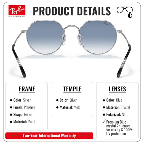 Image of Ray-Ban RB3565 JACK Square-Round Shaped Sunglasses for Men & Women with Official RAYBAN Eyewear Kit