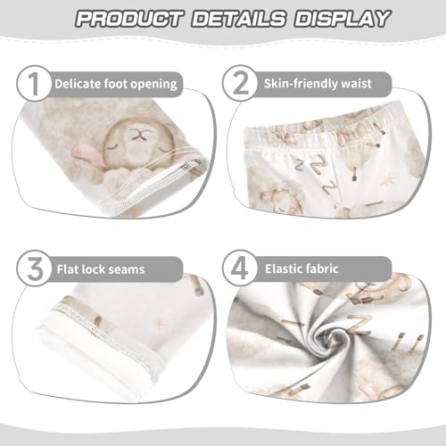 Beige Lamb Girls Leggings,Workout Leggings for Girls Toddler Athletic Legging Size for 3-10T3