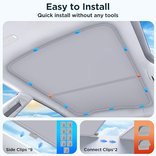 Image of 2026 Upgraded for Tesla New Model Y Juniper 2025 2026 Sunshade Roof [No Sag,Ice-Crystal Cooling Coatings] Heat Insulation Glass Roof Sun Shade for Tesla Model Y Accessories 2025 2026 Beige
