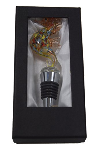 Glass Seahorse Wine Bottle Stopper (Prestigeart) - Decorative, Colorful, Unique, Eye-Catching Glass Wine Stoppers – Seahorse Gift, Wine Accessories Gift For Host/Hostess - Wine Corker/Sealer #TOP2