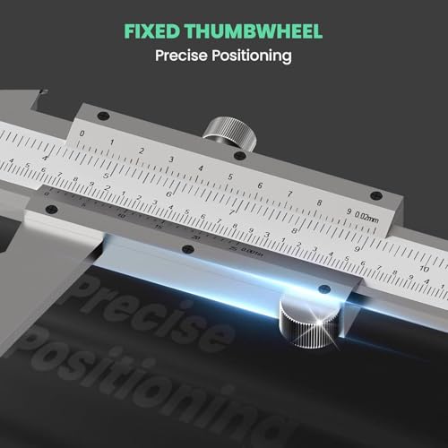 Präzisionsmessschieber mit Feststellschraube, 150mm Edelstahl Messschieber, Spritzwassergeschützt staubdicht, Präzises Messwerkzeug für Haushalt, Werkstatt Industrie, Robuste Metall-Schublehre