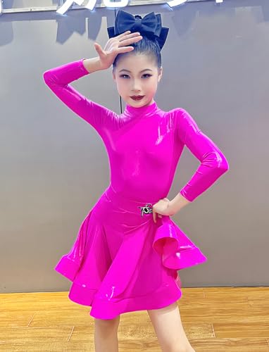 Vestido de dança latina de 2 peças, vestido infantil de dança latina de salão/corrida, rumba samba p