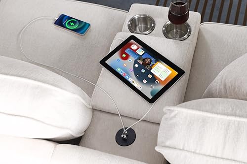 Image of Ball & Cast 127 inch L-Shaped Sectional Couch with Movable Ottoman&6 Throw Pillow,7 Seat Chenille Upholstered Sofa W /2 Cup Holder,USB Port&Hidden Storage Box,DIY Combination,for Livingroom,Apartment,Beige