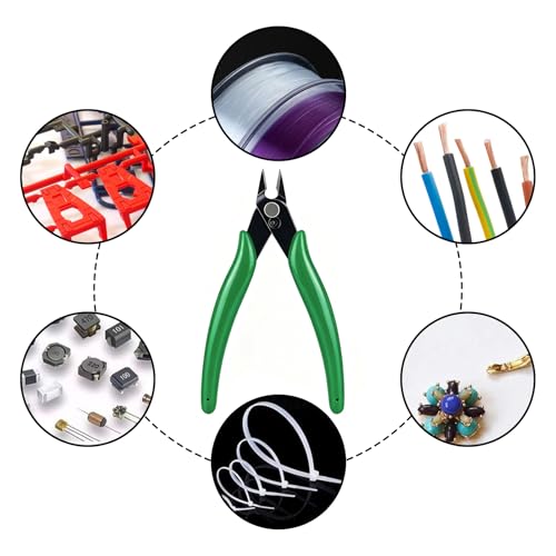 Image of Micro Wire Cutter 5-inch,Precision Flush Cut Nippers,Small Side Cutting Pliers for Jewelry,Electronics,3D Printing,Plastic Models,Green
