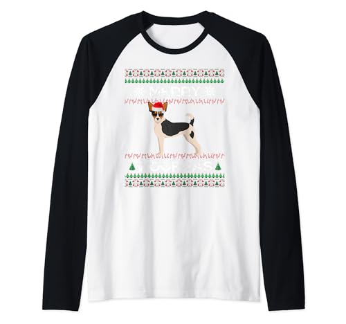 Rat Terrier Navidad Camiseta Manga Raglan