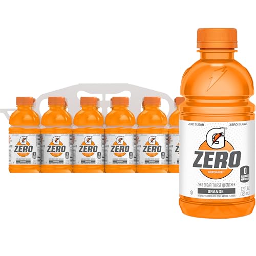 Gatorade Thirst Quencher Zero Sugar Sports Drink, Orange, 12oz , Pack of 12 Electrolytes for Rehydration