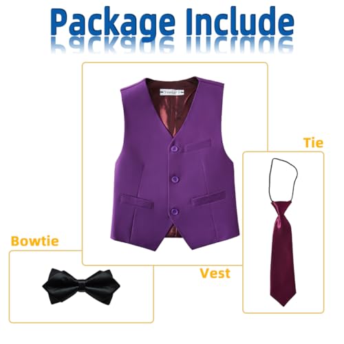Boy's Suit Vest with Bowtie and Tie Kids Suits for Boy Adjustable Back Strap Vest Set2