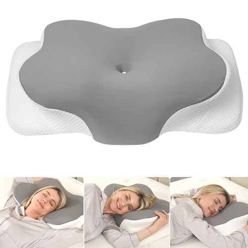 MULISOFT Memory Foam Pillow, Comfortable Pillow, Supportive Neck pillow, Ergonomic side sleeper pillow (grey) option