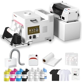 InkSonic XP600 DTF Printer Bundle, A3 Apparel Printing Machine with Automatic Curing, Air Purifier Combo, Powder Shaker & Dryer, DTF Transfer Machine with White Ink Circulation for T-Shirt Print, U13