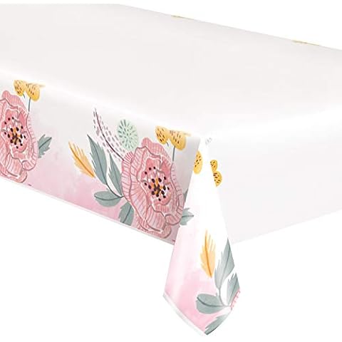 Rectangular Plastic Table Cover with Floral Design Cover