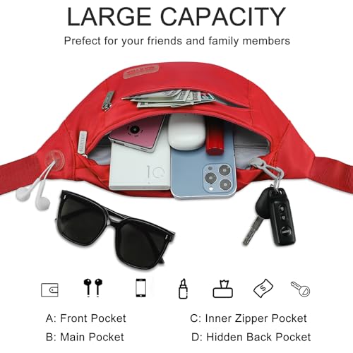 Image of Large Stylish Belt Bag for Women Red fanny Pack Crossbody Sling Bags Waist Packs with Adjustable Strap Gifts for Women