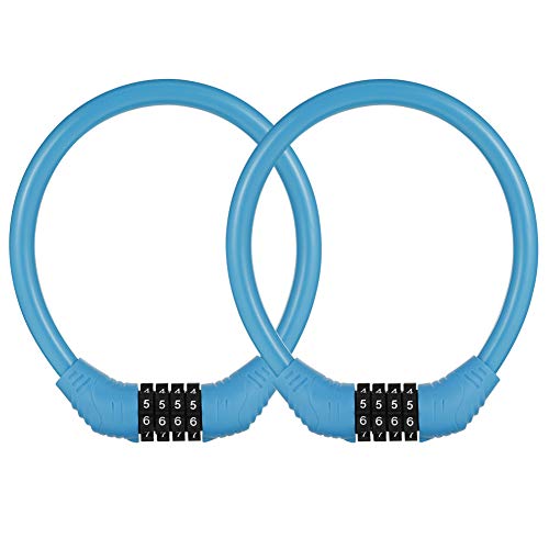 upain 2 Piezas Candado de Bicicleta Antirrobo, Combinación de Bicicleta, Candado de Cable para Bicicleta 4 Dígitos, con Cadena de Material Ecológico de PVC para Bicicletas Scooters Puertas Correderas