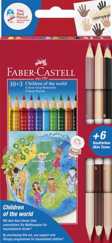 Faber-Castell 201746 - Colour Grip Buntstifte Children of the world, 10 Buntstifte + 3 Stifte mit je 2 Hautfarben Skin Tones, 1 Stück Faber-Castell 201746 - Colour Grip Buntstifte Children of the world, 10 Buntstifte + 3 Stifte mit je 2 Hautfarben Skin Tones, 1 Stück